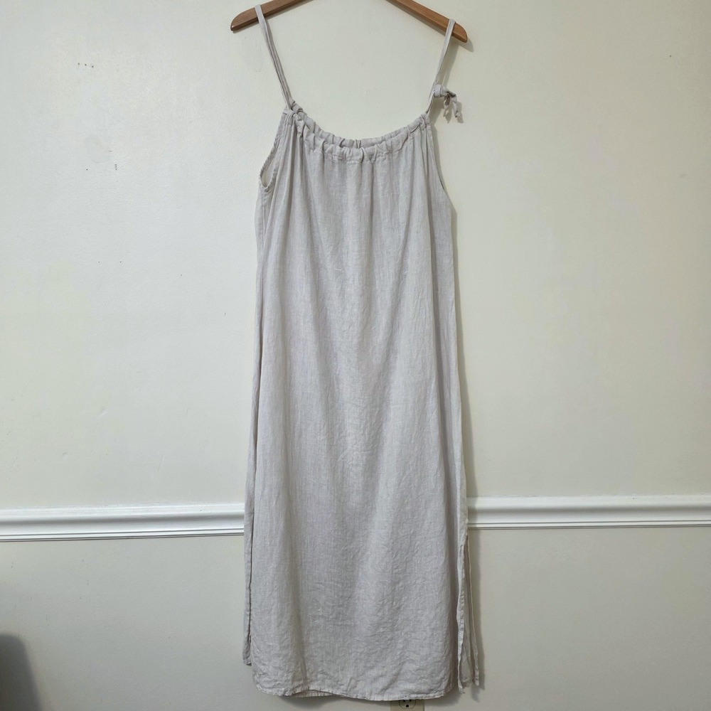 Bellambra Italian Linen Cami Midi Dress Sz L Sleeveless Minimalist Lagenlook